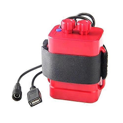 Waterproof 18650 Bike Light Battery Pack Case 8.4V Rechargeable with USB DC Output Indicator Red