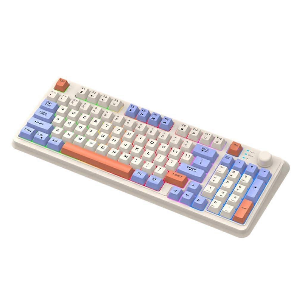 Wireless Bluetooth Mechanical Gaming Keyboard White RGB Backlight Dual Wireless Modes Ergonomic