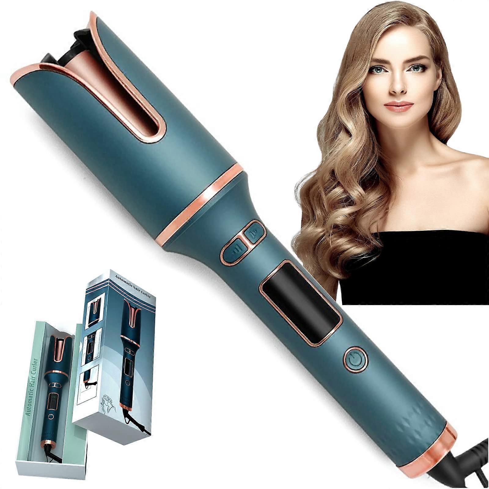 Automatic Curling Iron with 0.85 Inch Ceramic Barrel, Rapid Heating, LCD Display, Dual Rotation Control