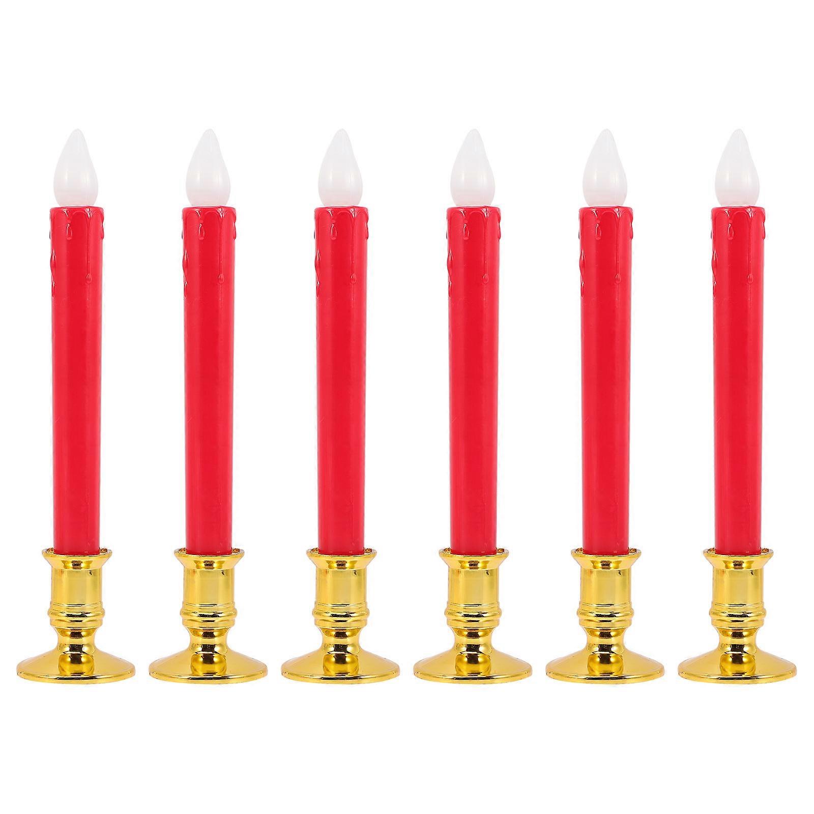 Flameless Candles Led Long Candle Lights ABS Material Stable Placement 6 Pcs