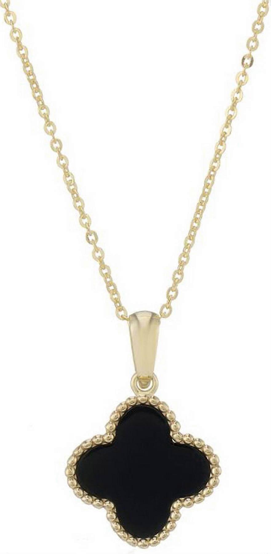 Mark Milton Onyx Flower Pendant - Yellow Gold/Black