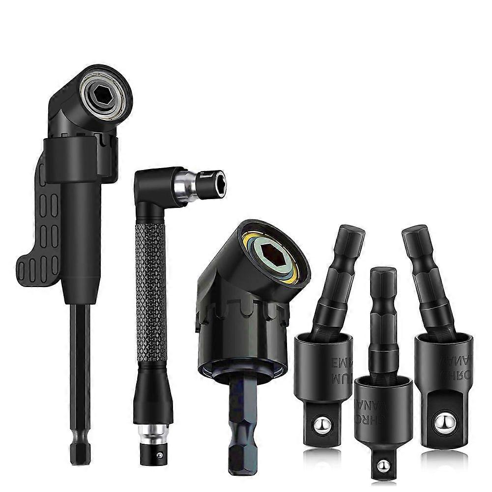 6Pcs Right Angle Drill Attachment Set with 105 Angle Drill Adapter and Impact Grade Socket Adapter