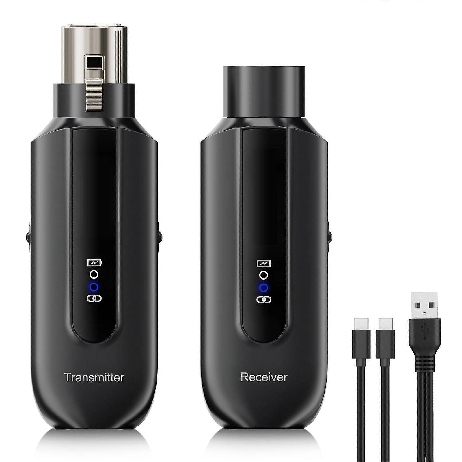 Wireless XLR Microphone System with 2.4GHz Audio Transmitter, 48V Phantom Power, 150ft Range