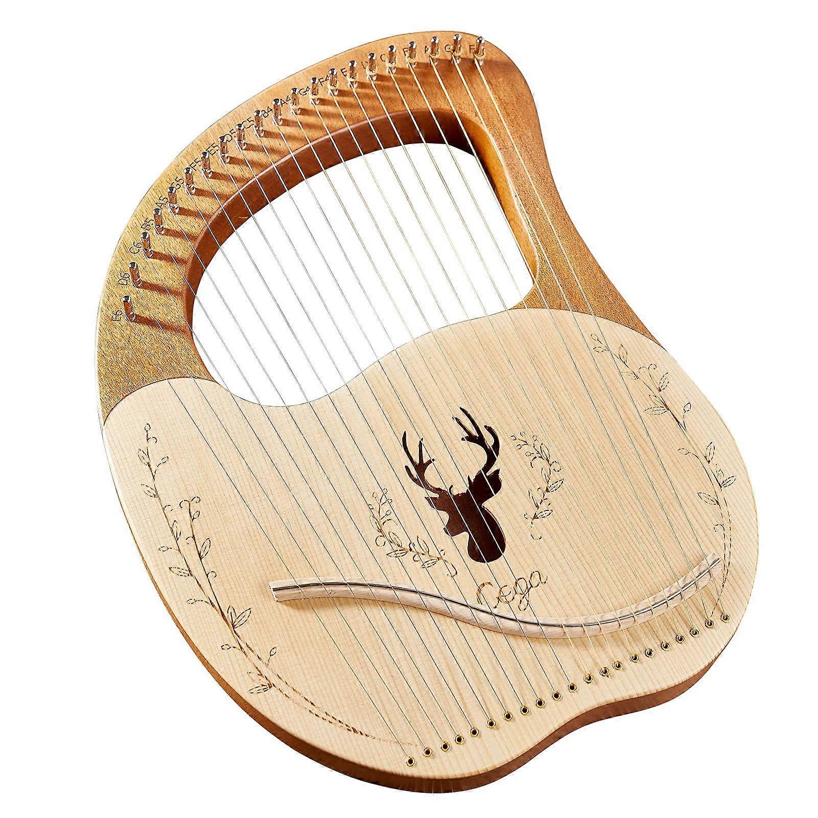 21 String Lyre Harp with Tuning Wrench, Mahogany Spruce Box, Warm Tone, Durable Solid Wood