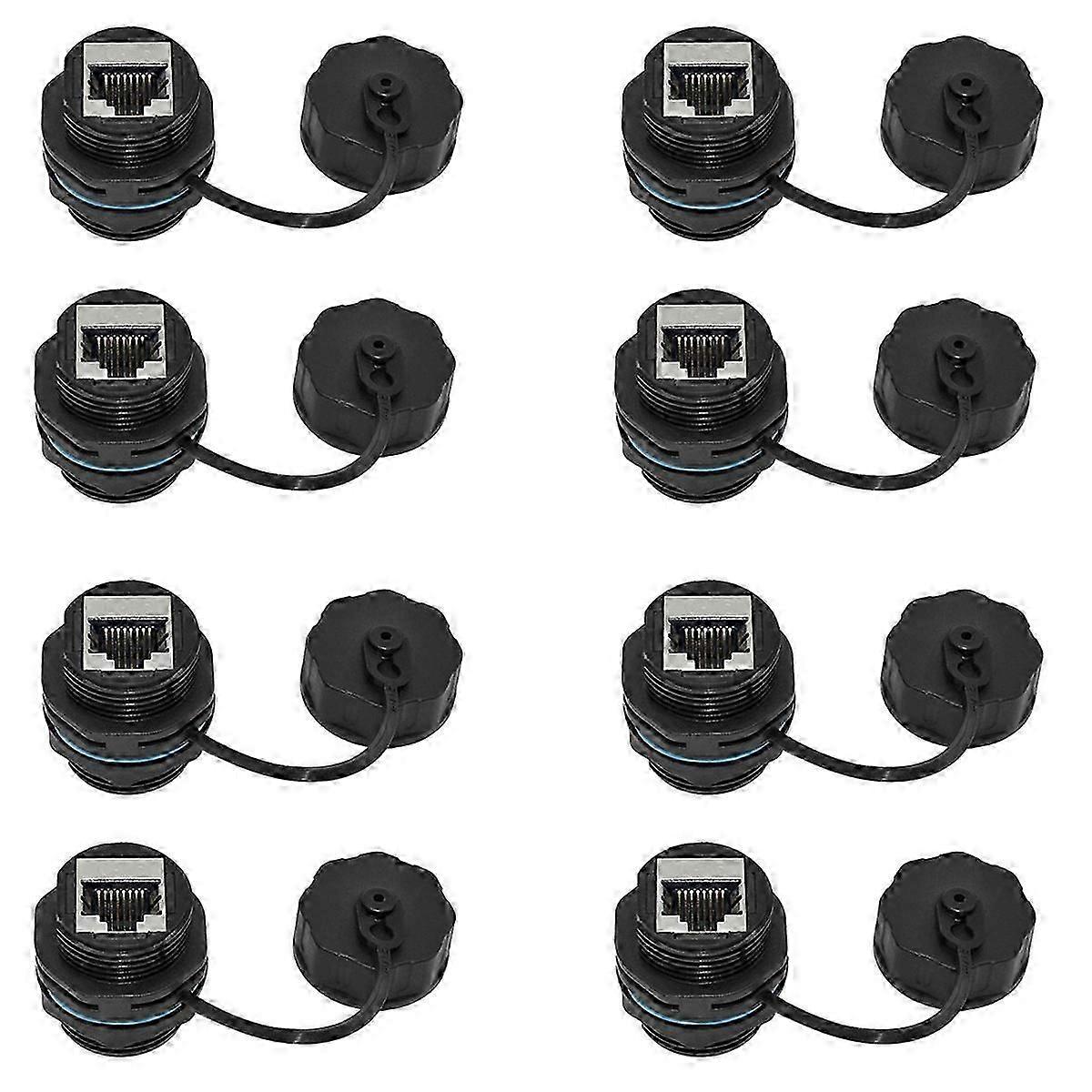 8PCS RJ45 Panel Mount Coupler, IP68 Shielded Industrial Panel Mount Ethernet LAN Through Connector f