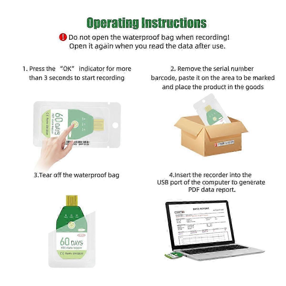 USB Temperature Data Logger Temperature & Humidity Recorder 90 Days