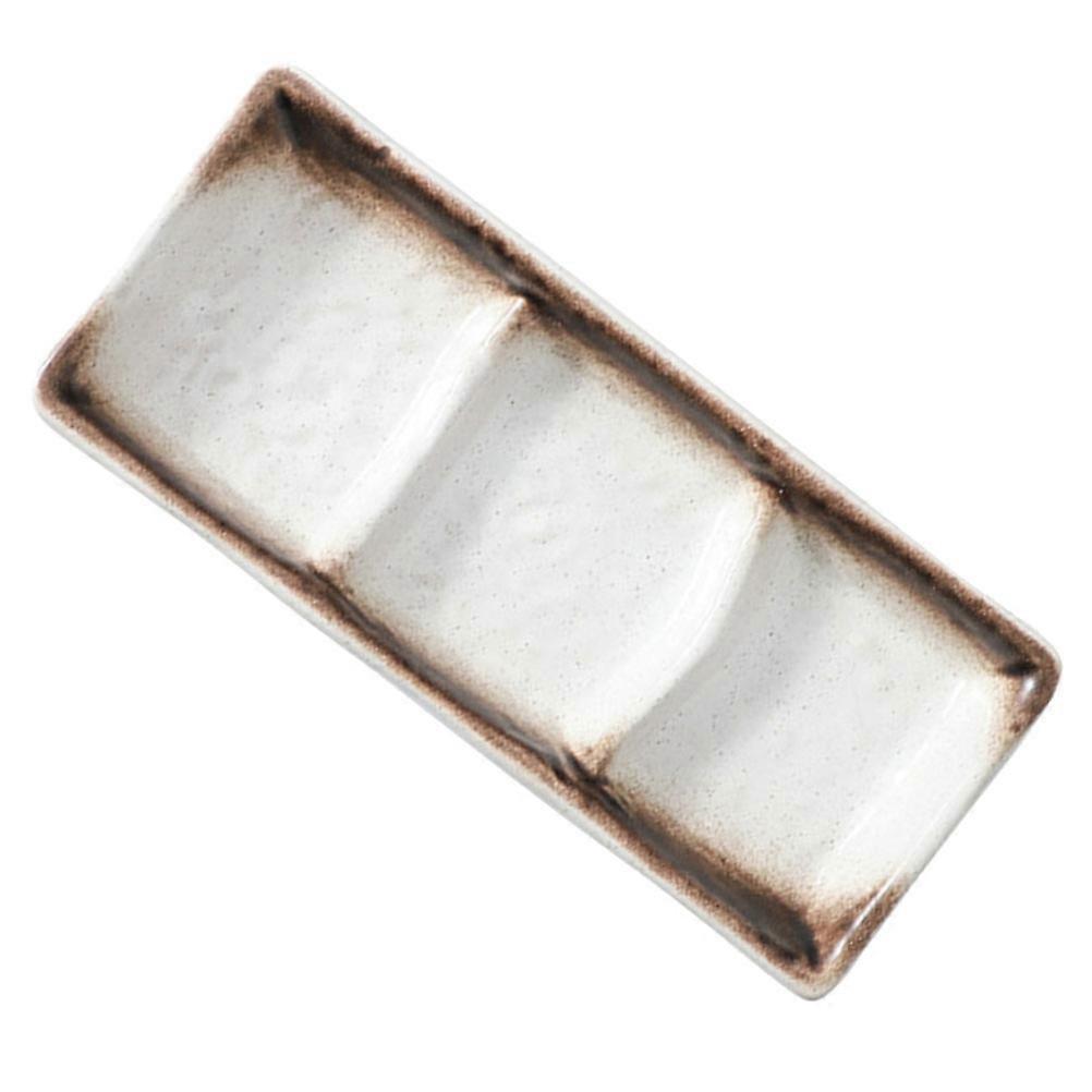 Orange Ceramic Three Grid Sauce Dish for Kitchen Use 1Pcs Seasoning Dish