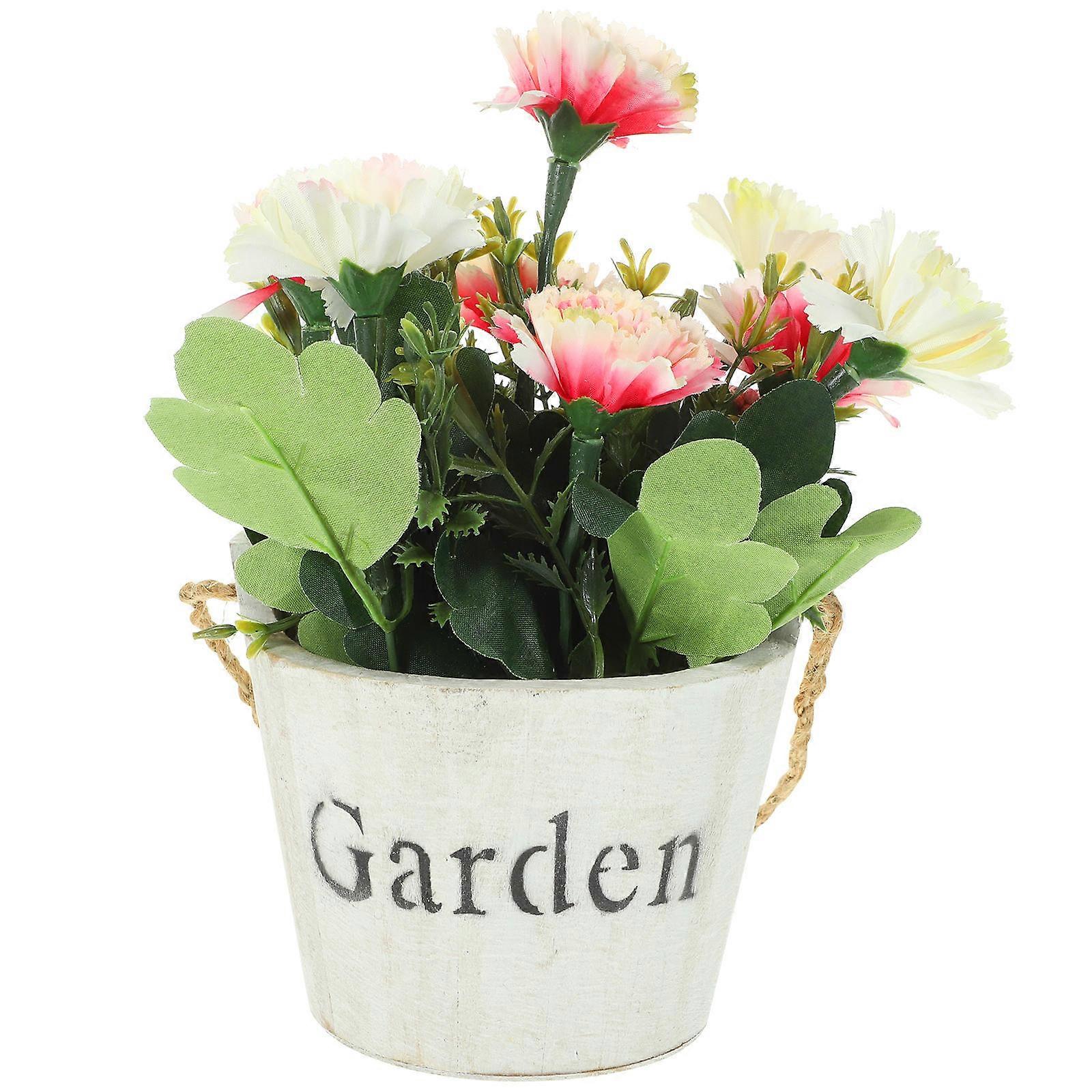 Simulation Plant Faux Potted Flower Ornament for Decor Multi Material
