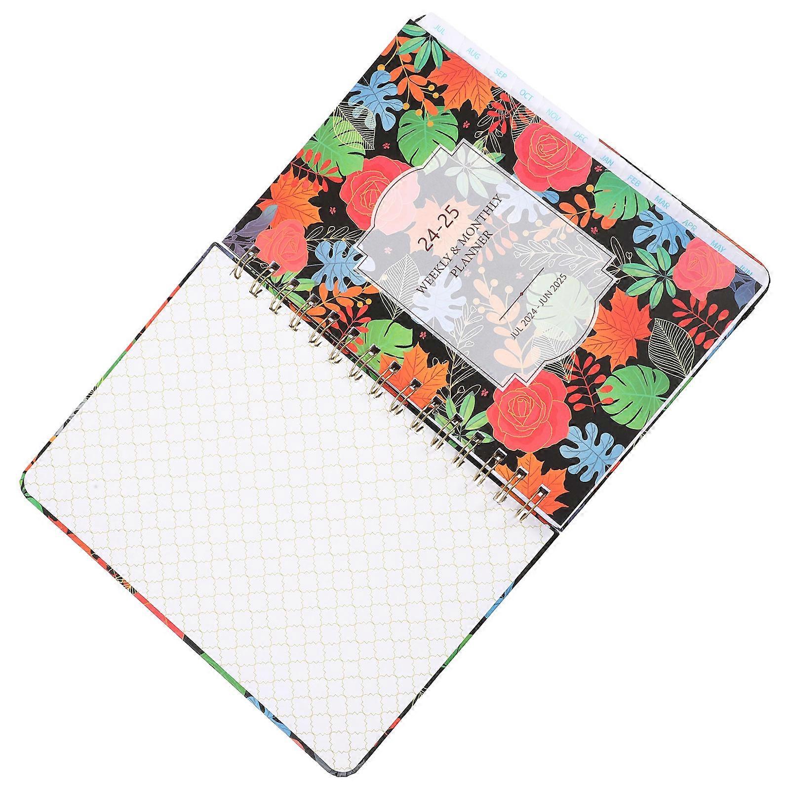 Floral Planner Book Portable Academic Planner for Students Spiral Notebook
