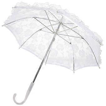Eleganter weißer Sonnenschirm mit Spitze, Fotorequisite für Bühnenauftritte, 1 Set