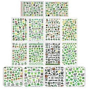 10 Sheets Clover Nail Art Sticker Festival Manicure Decal Decor