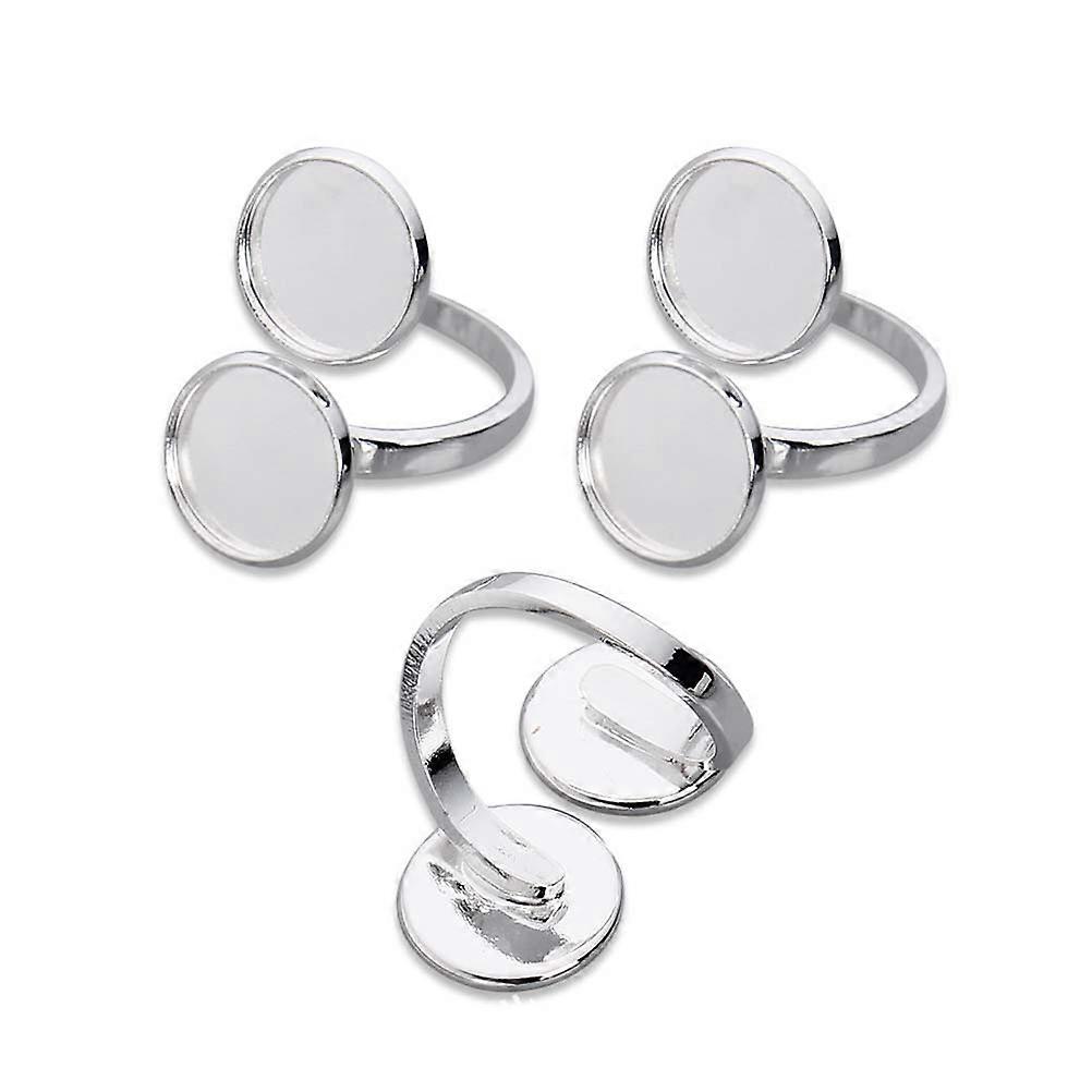 Copper Adjustable Ring Holder Silver Ring Bases for DIY Use 5Pcs Set