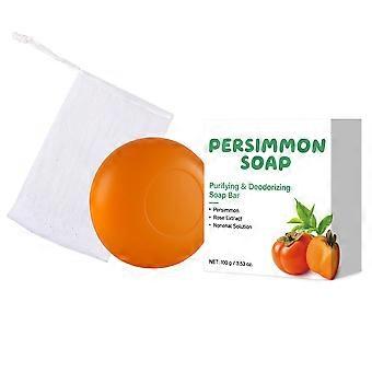 Deodorierende Kaki-Seife 100g mit Grüntee-Extrakt, reinigende Körperseife zur Geruchskontrolle und für frische Haut, milde Badeseife für alle Hauttypen