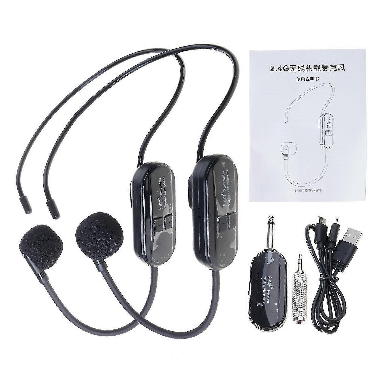 Wireless Headset Microphone 2.4G Portable Handheld and Head Mounted Mic for Teaching Tour Guide Use C