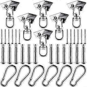 6 Sets of Robust Swing Hangers for Wooden Concrete Set with Hook Screw Bolt Washer 360 Swivel Stainless Steel Swingset Accessory for Porch Patio Yoga