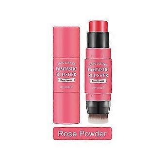 Stick blush in crema 2 in 1 con pennello incorporato, blush multiuso impermeabile per guance, occhi e labbra, texture cremosa e liscia, lunga durata.