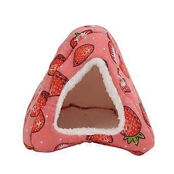 Hamster Cotton Nest Windproof and Warm Small Pet Cotton Nest Strawberry for Hamster Guinea Pig16x16x16