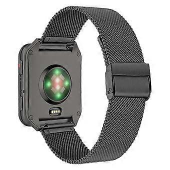 For Garmin Venu X1 Milanese Stainless Steel Double Clasp Watch Band Black