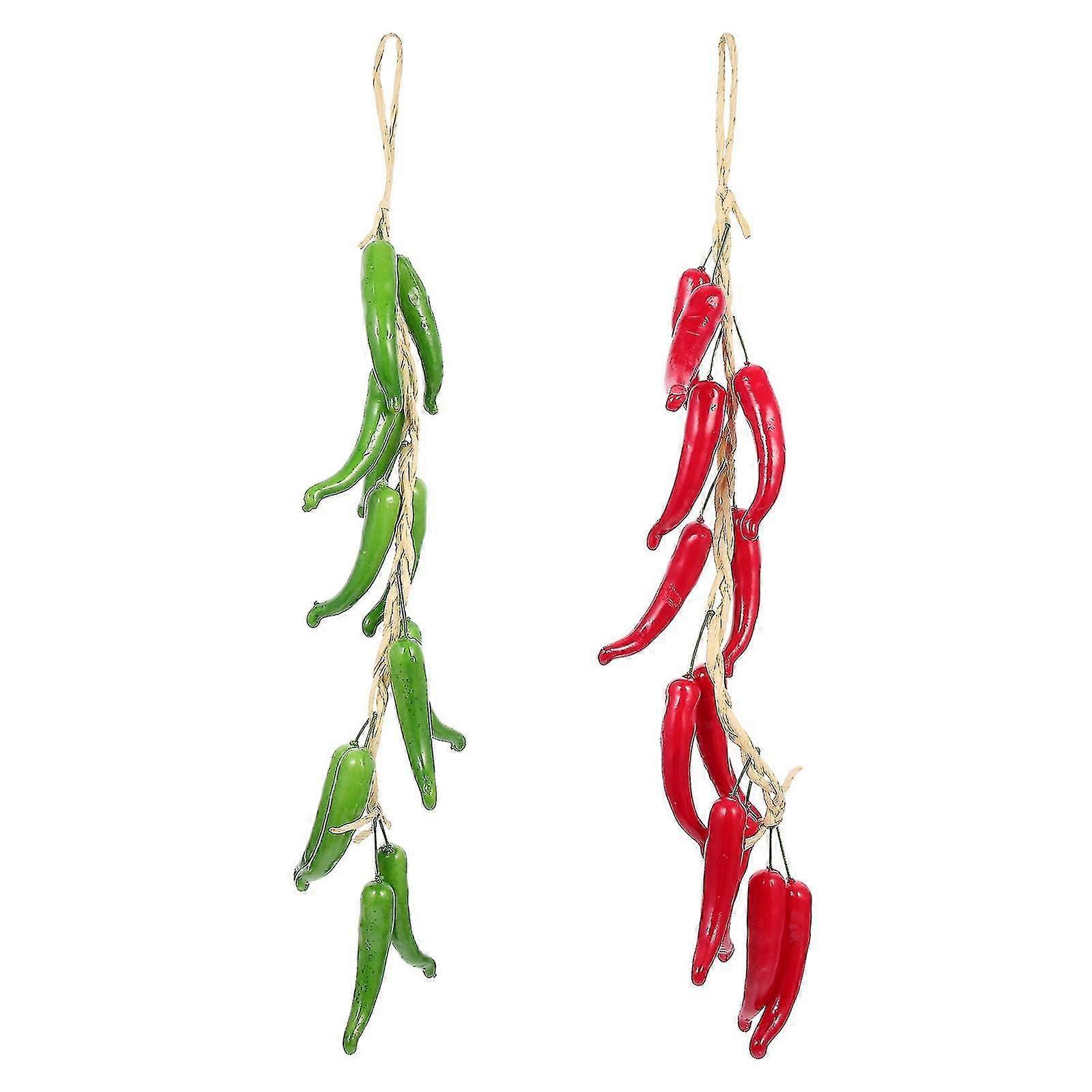 2pcs Artificial Hanging Pepper String Simulation Lifelike Chili Vegetable Vine