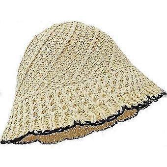 Sombrero de paja transpirable de verano para mujer, plegable, tipo cubo, para protección solar.