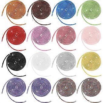 16 Pair Glitter Colorful Shoelaces 45" Oval Shoelaces Metallic Shiny Round Sequin Shoe String Rope for Flat Sneaker Boot Casual Athletic Shoe Sparkly