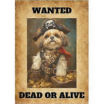 Wanted Shih Tzu Pirate Jigsaw Puzzle - Funny Gift for Dog Lovers as Adventure and Fantasy Theme Decor Puzzles SQZ576