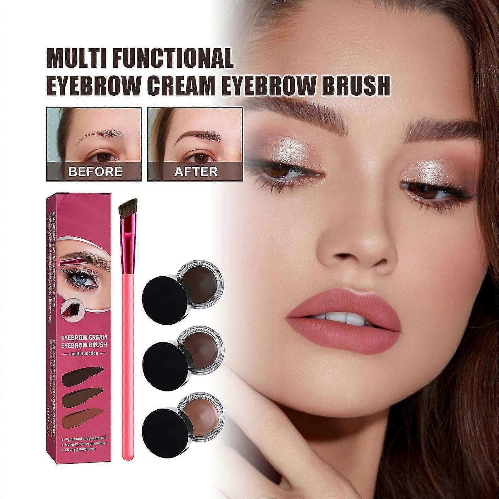 Multi Function Eyebrow Brush & Eyebrow Powder, Multi-function Square Eyebrow Brush, Multifunction Angled Eyebrow Brush