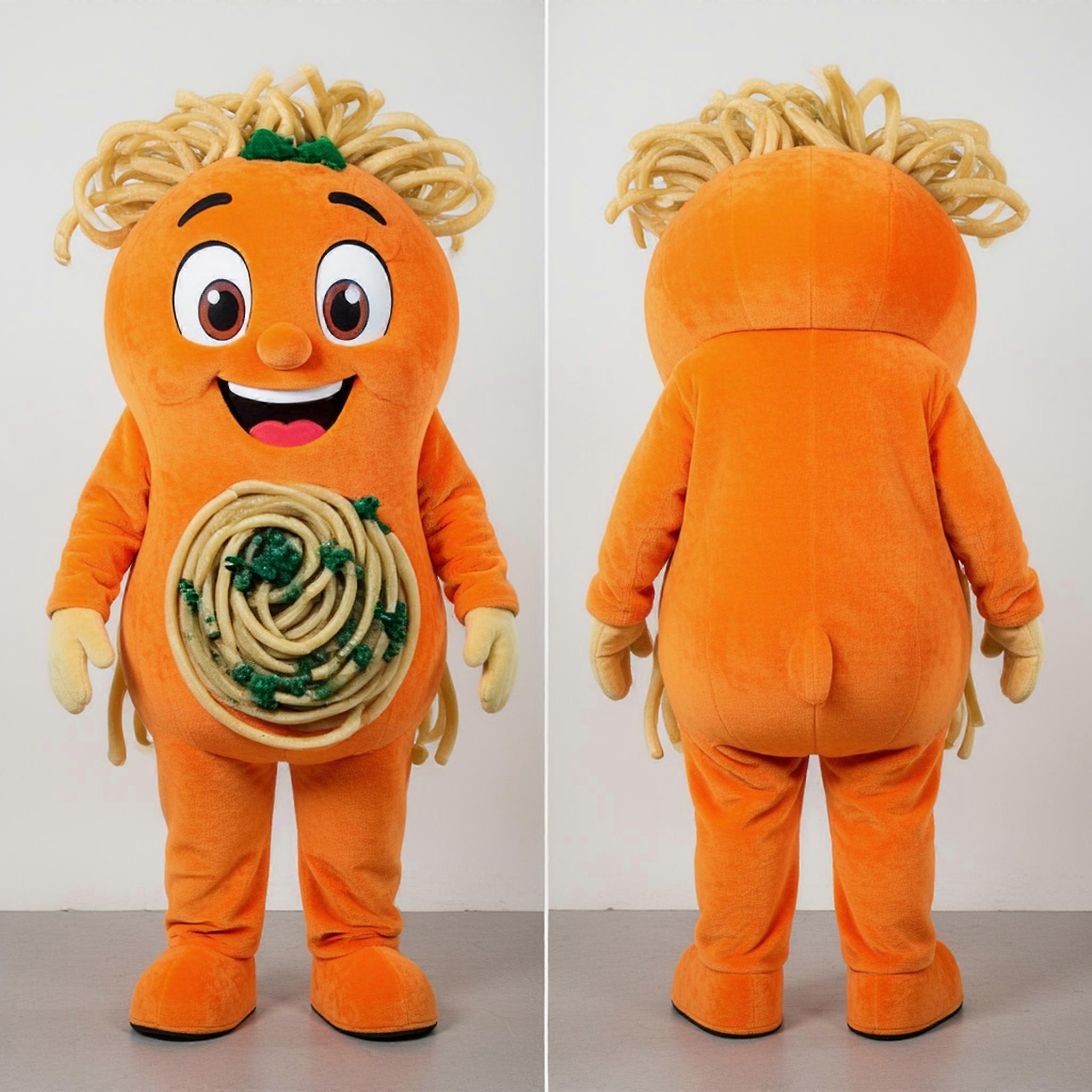MASTICOT Vibrant Orange Rounded Pesto Pasta Mascot