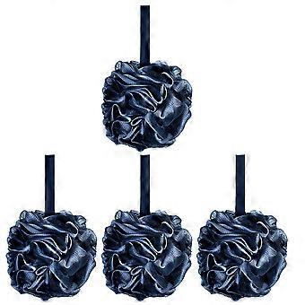 Black Bamboo Charcoal Loofah Bath Shower Ball for Exfoliating 4Pcs