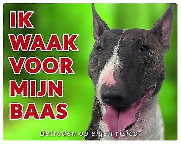 Sticker King Bull Terrier Warning Sign - I Watch Out For My Owner (4)