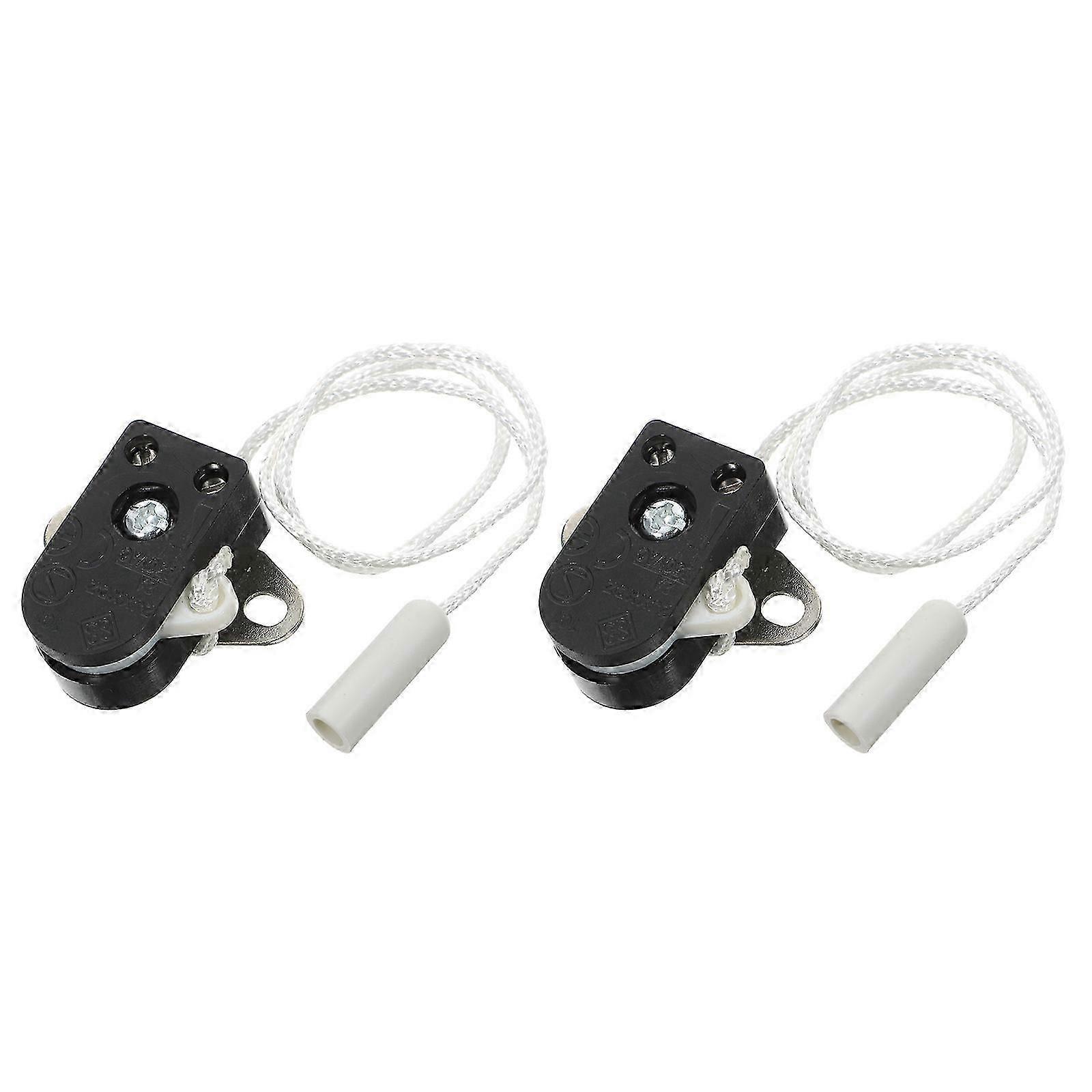 Bathroom Light Pull Cord Wall Lighting Control On Off Switch 2Pcs Black