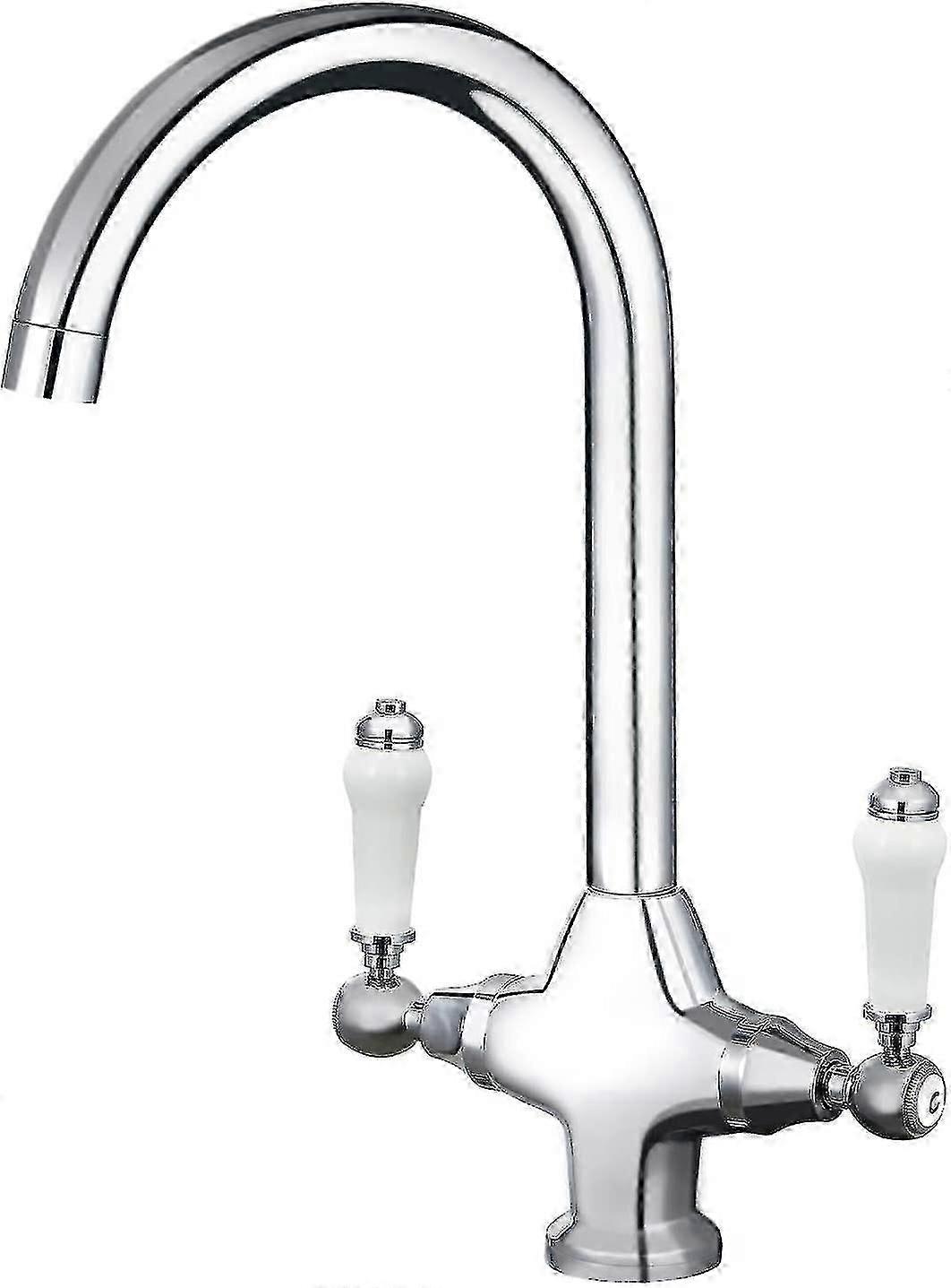 Classic Two Lever Kitchen Faucet, Brass Construction