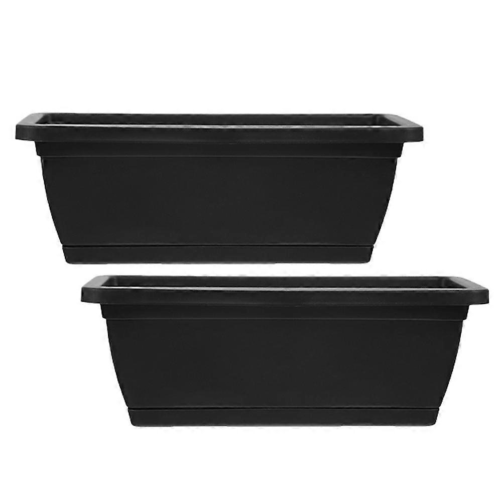 Rectangular Flowerpot Planters for Outdoor Plants 2Pcs Plastic Planter Boxes