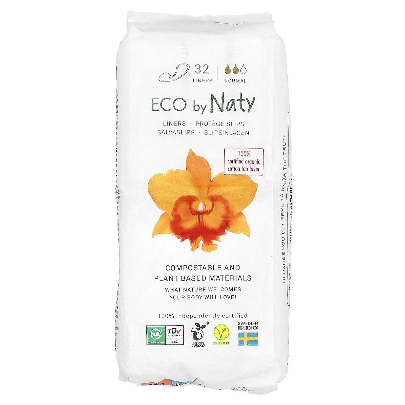 4 x Naty, Panty Liners, Normal, 32 Liners
