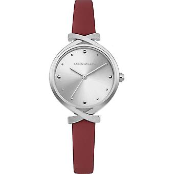 Karen Millen Leather Women's Analog Quartz Watch with Cowhide Leather Strap KM173R
