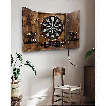Electronic Dartboard, Vintage Wood Design - Soft Tip Dartboard, 25 Games - Includes 12 Darts.