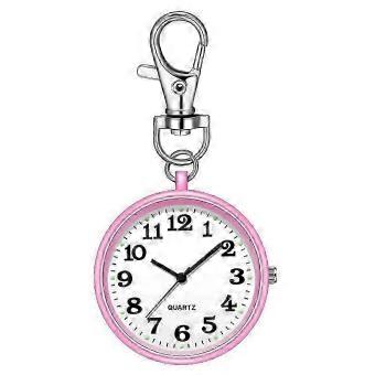 Clip on Pocket Watch Quartz Pocket Watch with Key Buckle Hanging Digital Watch Clip compatible withNurses Doctors Pink+White Seasonal Party Accessory
