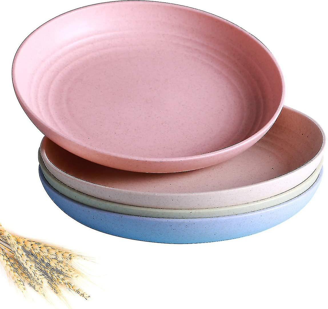 4 Pack Lightweight Wheat Straw Plates-degradable Lightweight Wheat Straw Plates,3.12 Unbreakable Dinner P
