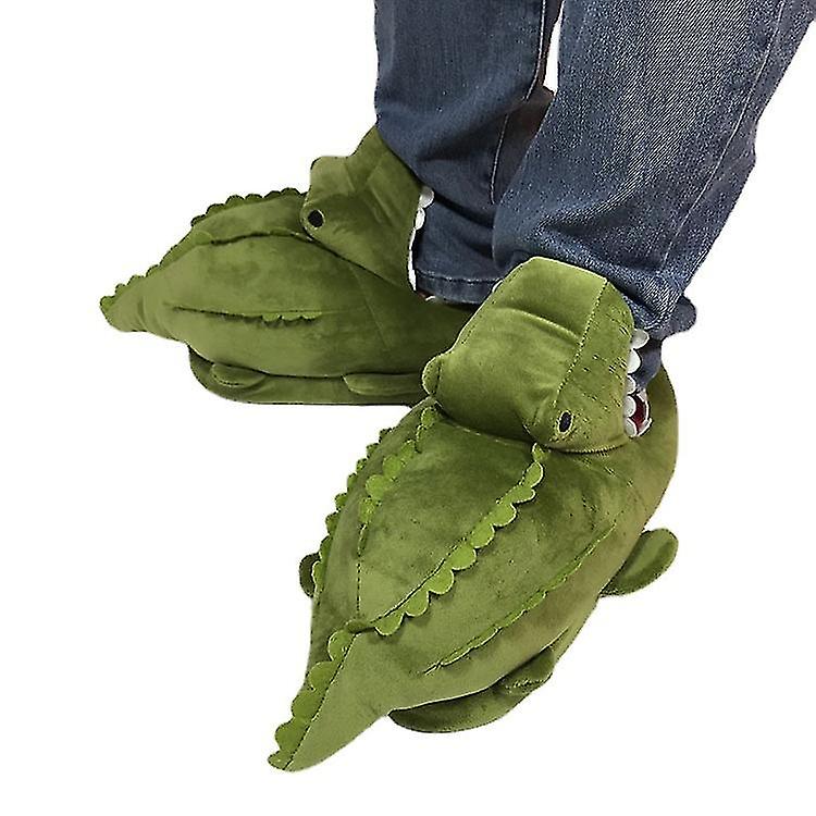 Green Alligator Plush House Slippers