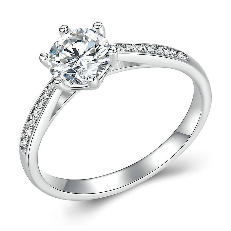 MSR004 S925 Six Claw Moissanite Ring, Size: No.10