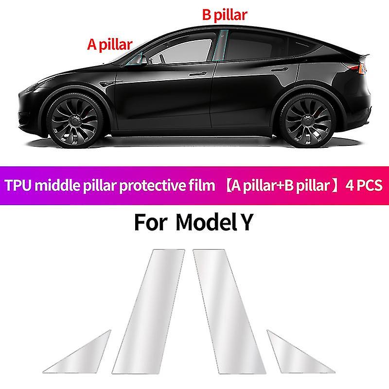For Tesla 2021-2023 Car Column Protective Ow Triangular Membrane Rat Sticker Protective Accessories