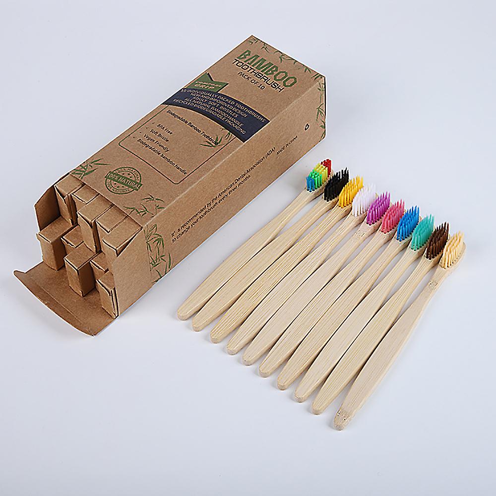 Set of 10pcs Biodegradable Bamboo Toothbrushes