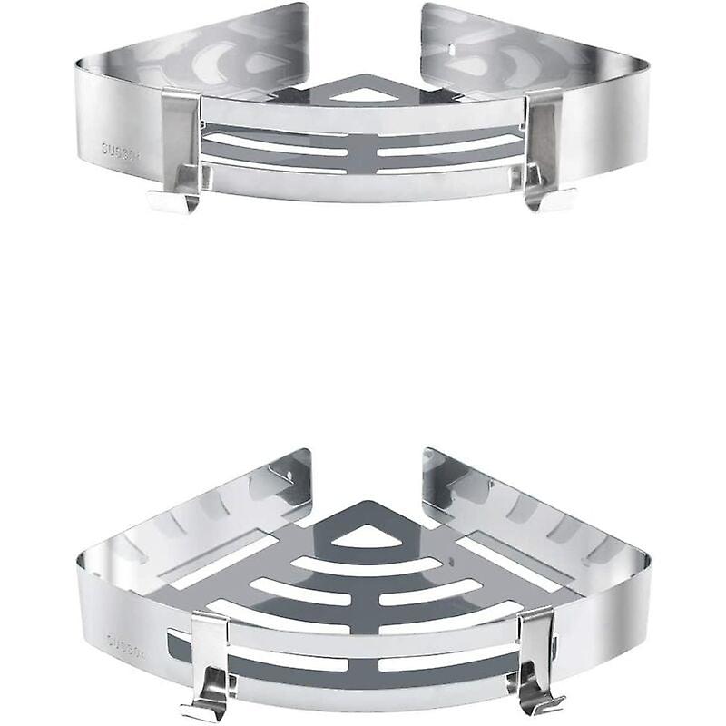 Dusch-Eckablage, Eckablage mit Haken 2er-Pack, selbstklebender Kleber, Edelstahl 304