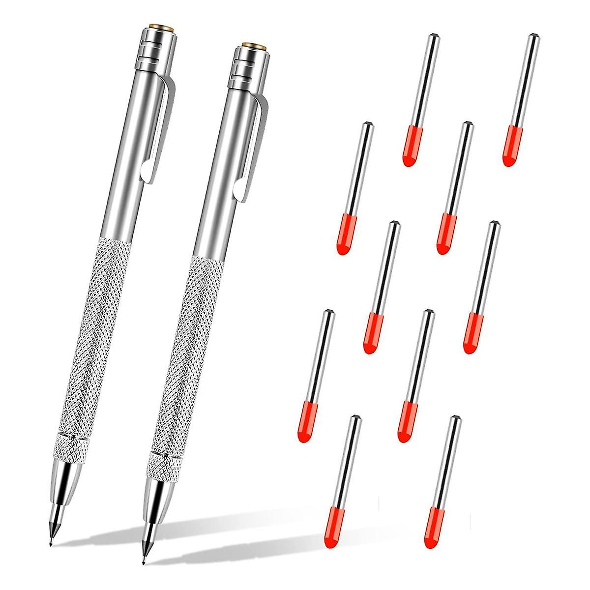 2 Packs Tungsten Carbide Scriber with Magnet, with Extra 10 Replacement Marking Tip, Metal Pen