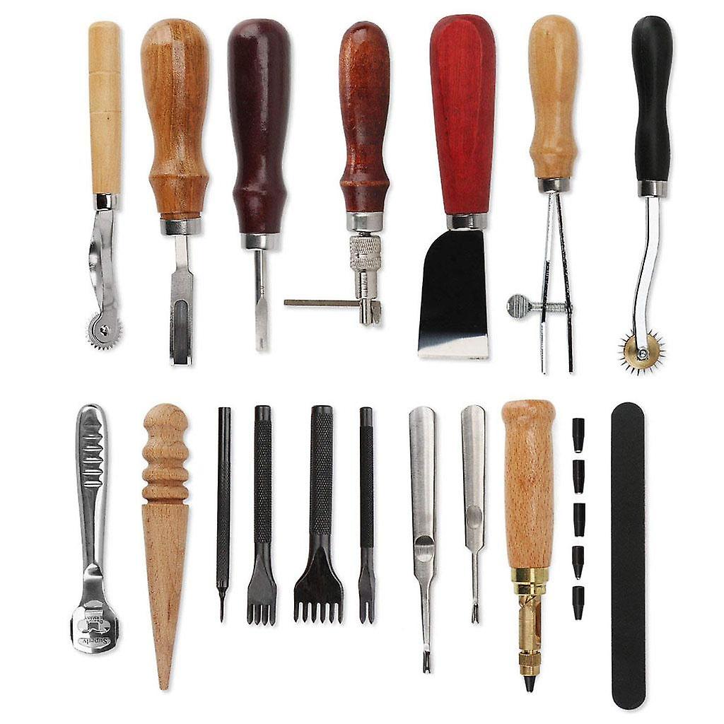 DIY Leather Craft Punch Tools Kit Stitching Carving Sewing Saddle Groover