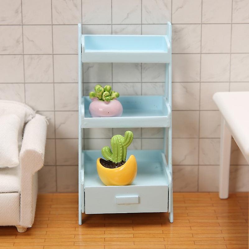 Miniature Furniture Toy Dolls House DIY Decoration Accessories Mini 1:12 Flower Rack Three Layer Dra
