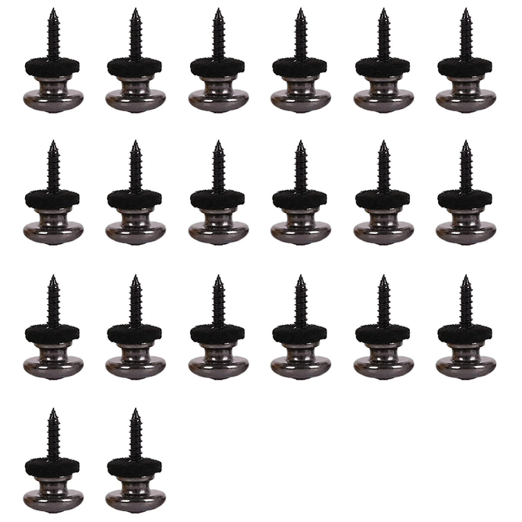 20pcs Wool Copper Guitar Strap Lock Locking Pegs Pins Mushroom Shape End Button Black