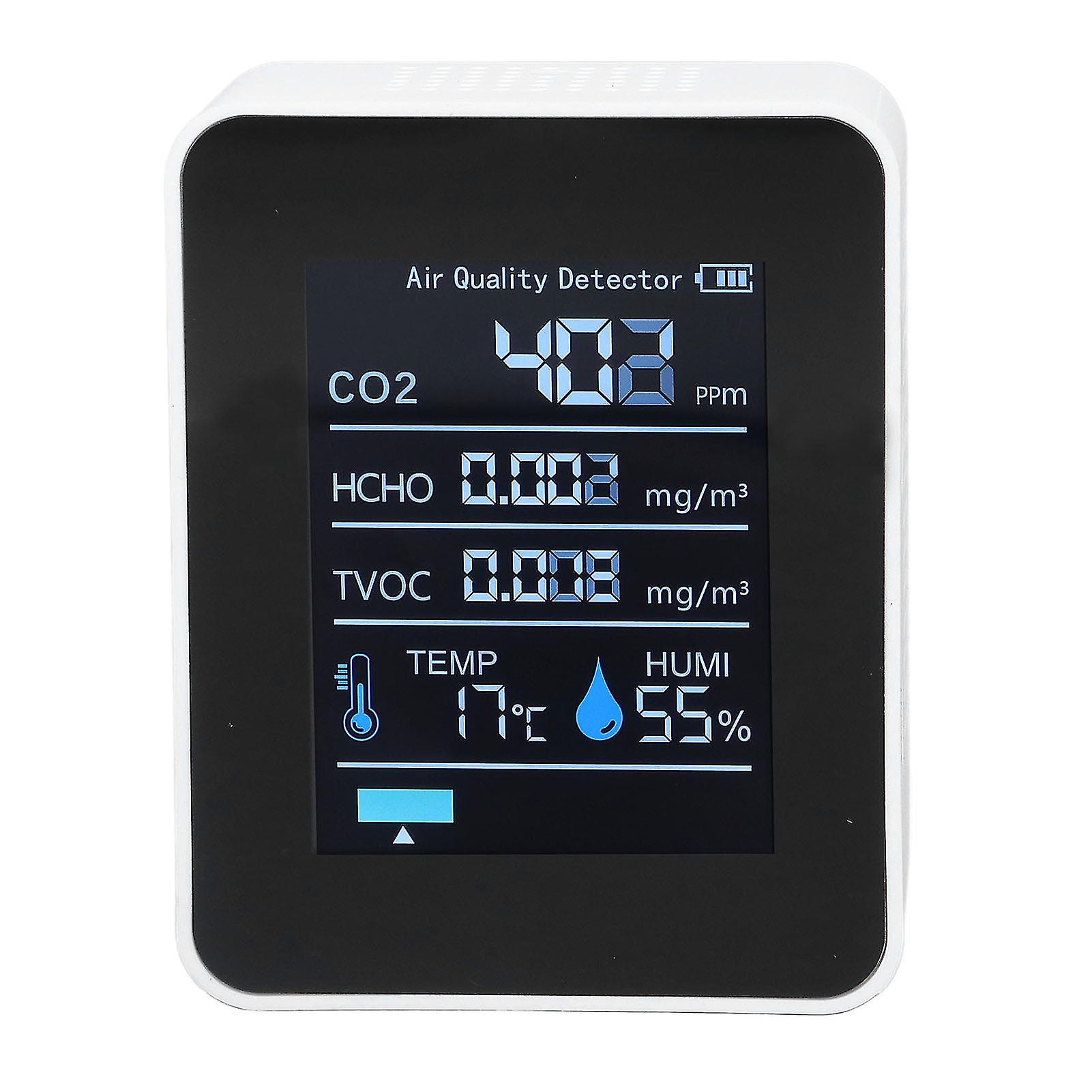 5 in 1 Air Quality Monitor CO2 TVOC HCHO Detector Bluetooth USB