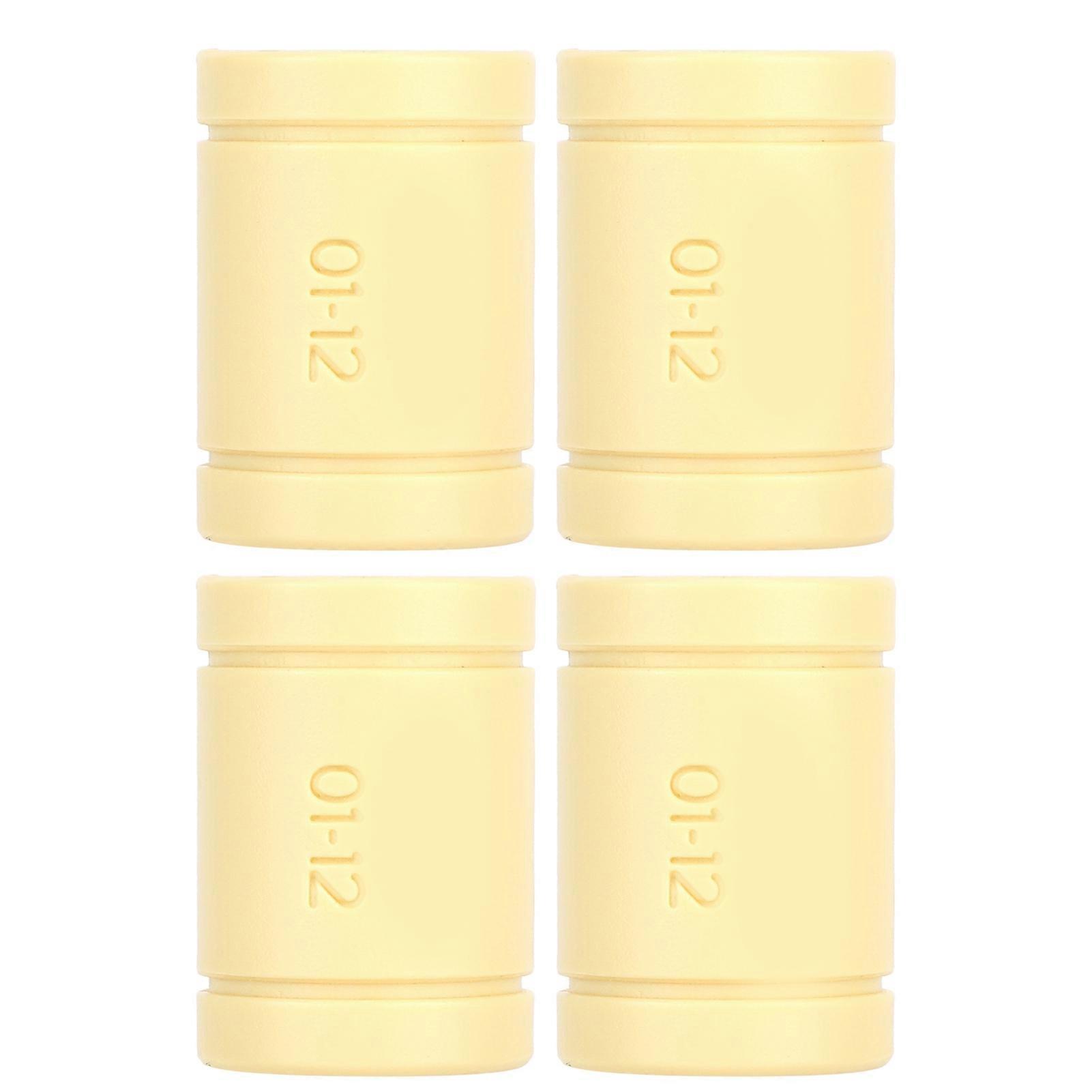 4pcs Arbres de roulement en plastique jaune LM12UU Roulements linéaires en polymère solide pour imprimante 3D RepRap Mendel RJMP-01-12