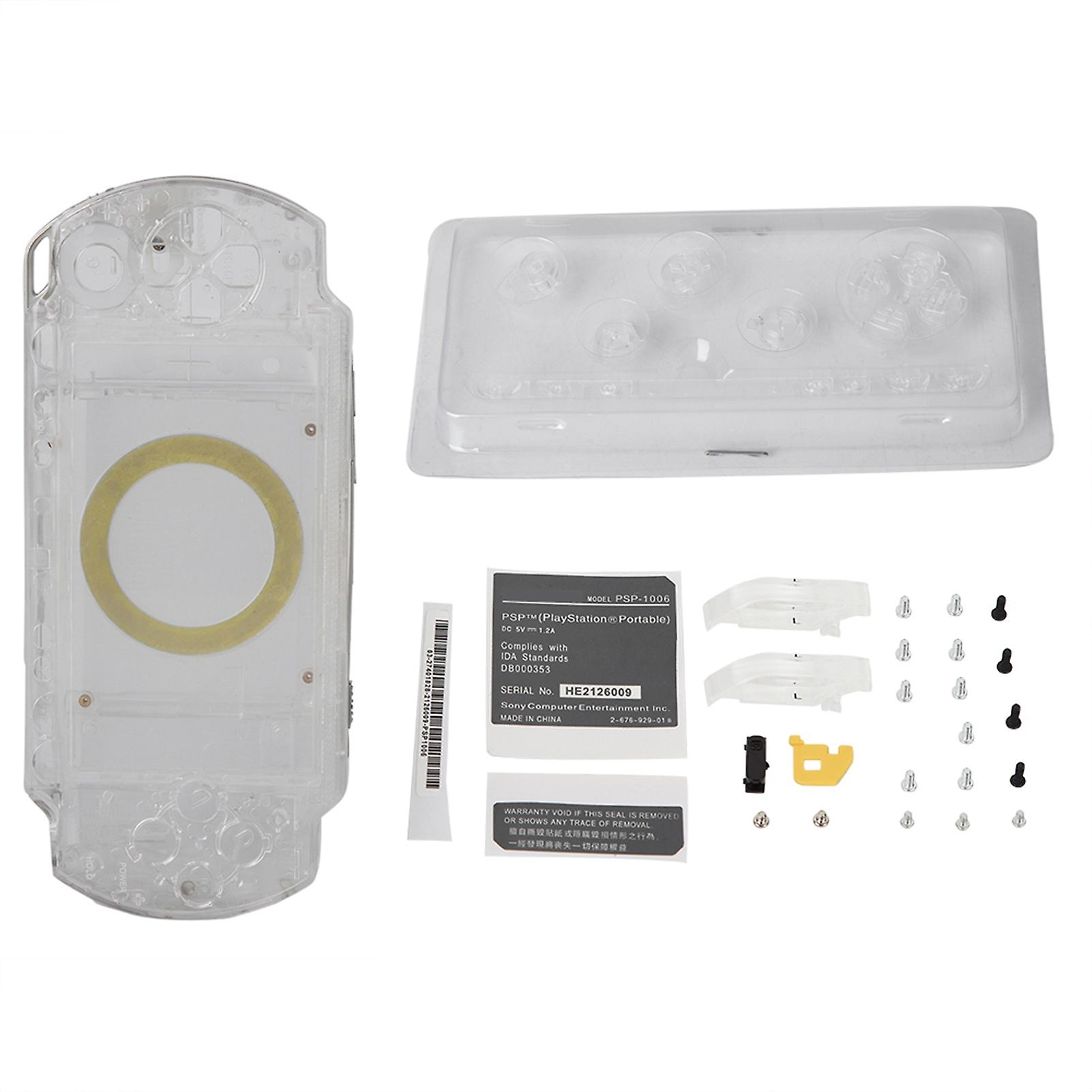 Case Cover Replacement Full Shell Housing Set with Buttons Kit For PSP 1000 (Transparent)